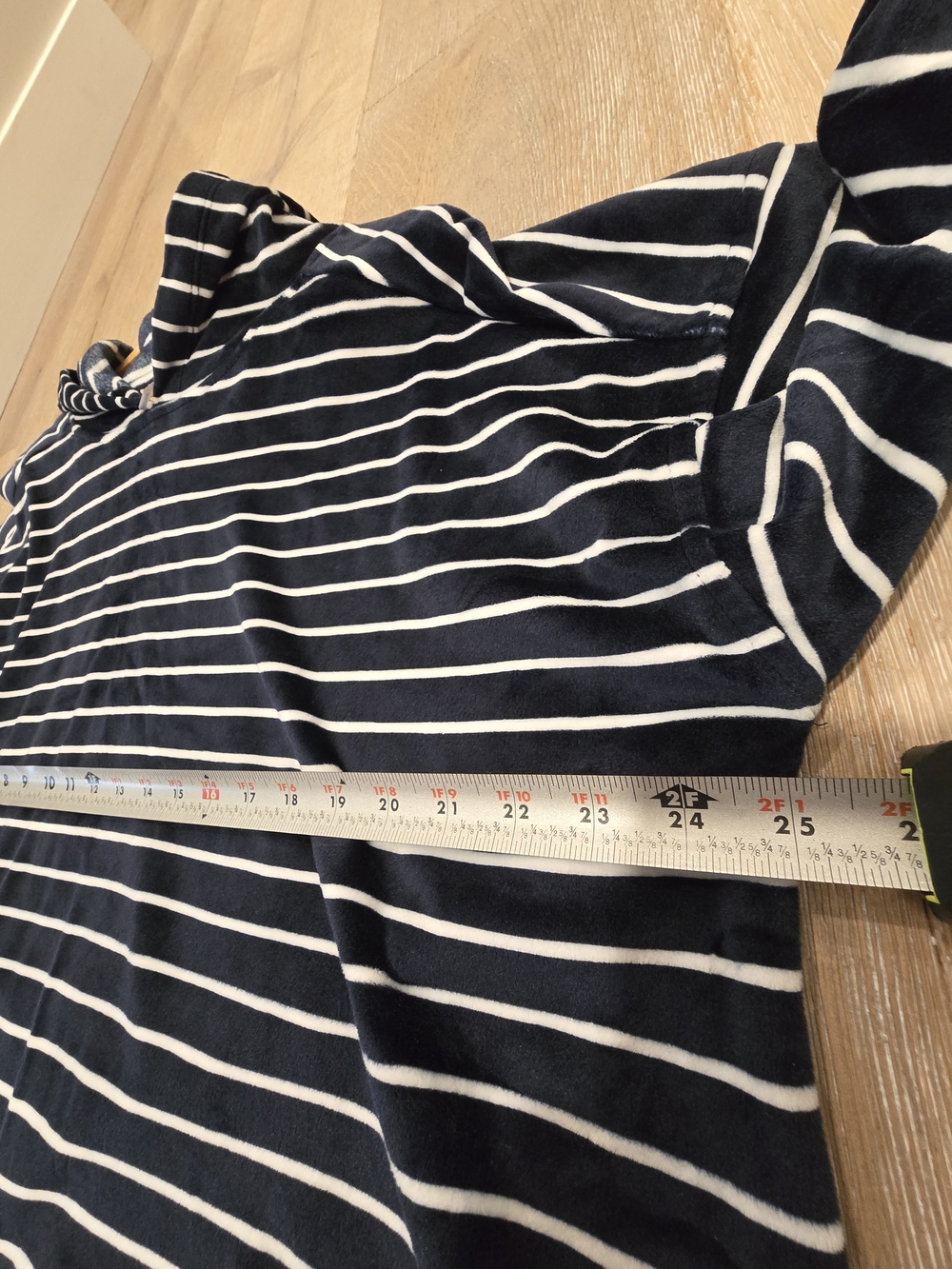 Cable & Gauge Navy and White Striped Hooded Drawstring Top - Picture 5 of 6